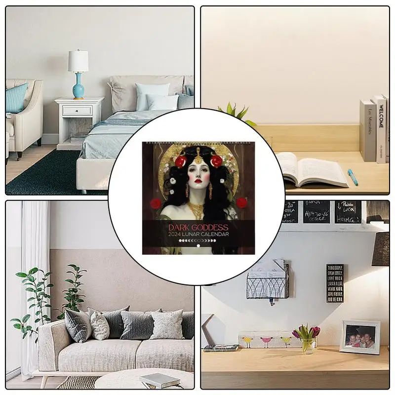 2024 Lunar Calendar Goddess Astrology Wall Art 2024 Calendar Moon Phase Hangable Astrology Decorations 2024 Lunar Calendar For