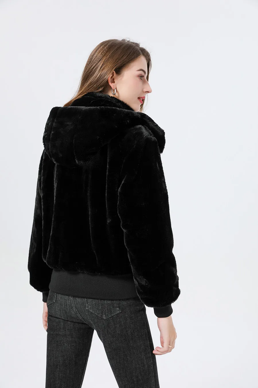 AP fashion winter woman coats faux fur jackets hood detachable 2 layers cotton padding fur coat