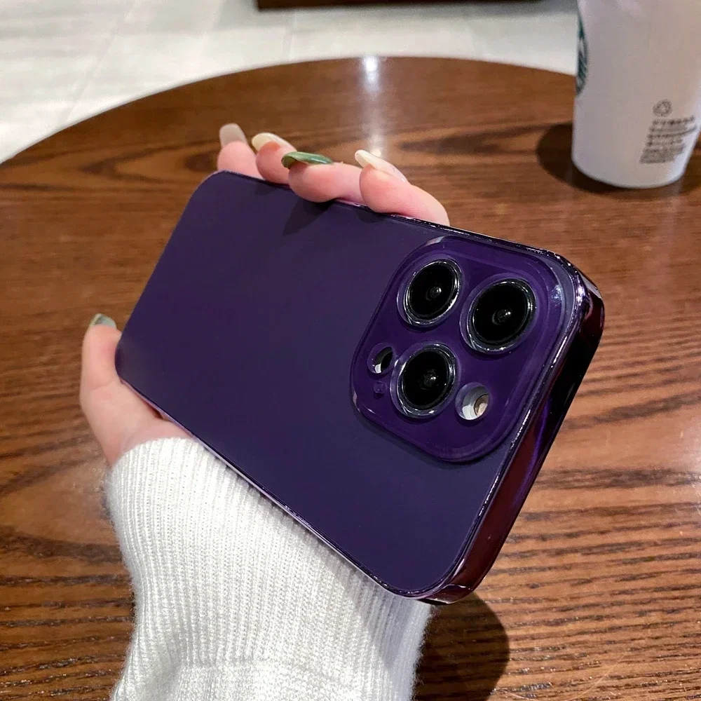 Slim Matte Plating Bumper Cover with Glass Lens Protector