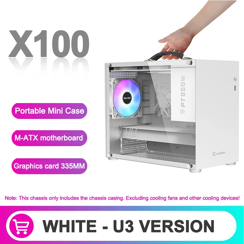PowerTrain X-GAMERX X100 M-ATX حافظة كمبيوتر محمولة ITX MATX مصدر طاقة يدعم U3 Type-C سطح المكتب هيكل صغير صغير