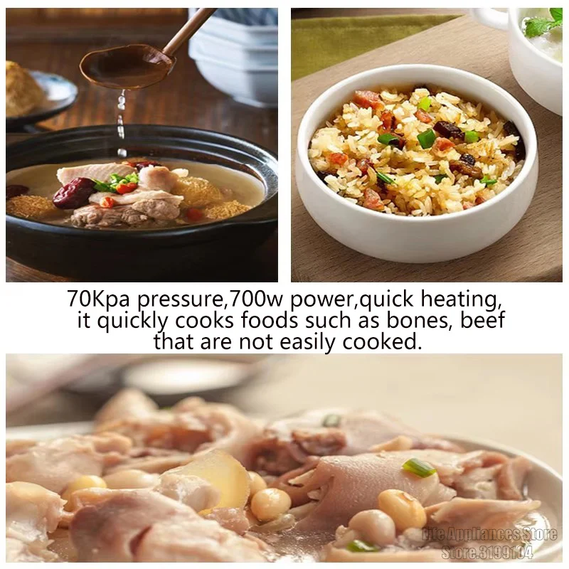 Olayks Electric Pressure Cooker 70KPa Multifunction Soup Meat Beef Porridge Rice Cooker 2.5L For 2-3 People