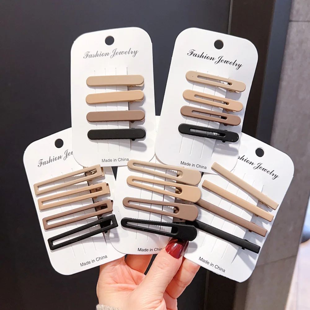 Fashion Ladies Coffee Color Duckbill Clip Simple Bangs Clip Set High-end Hair Clip Female Hair Accessories Head Accessories la spezia coffee belt women pin buckle leather belt for jeans ladies cowhide genuine leather brand female fashion square belts