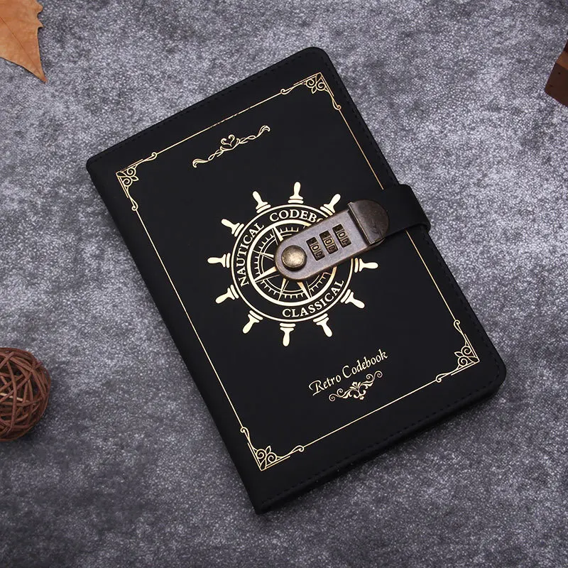 A5 Retro Password Diary Notebook with Creative Design-Japanese/Korean Style Thickened Paper for Artistic Stationery