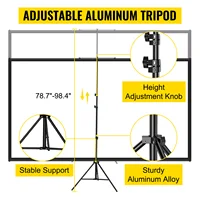 SucceBuy 100 Inch Tripod Projector Screen with Stand 16:9 4K HD Portable Projection Home Cinema for Indoor & Outdoor Projection - Image 5