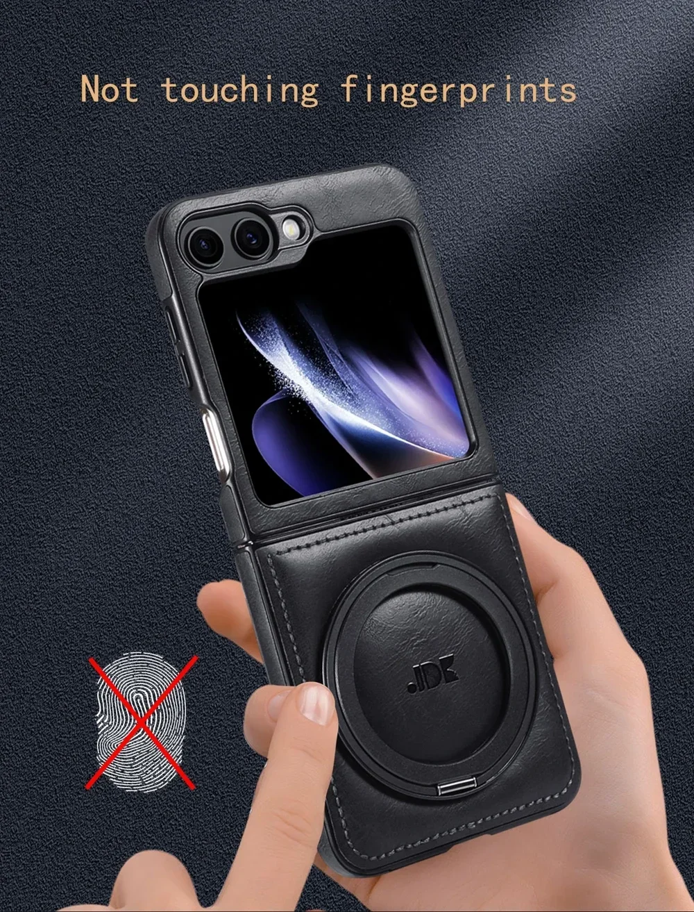 Leather Magnetic Wireless Charging Phone Case with Rotating Bracket