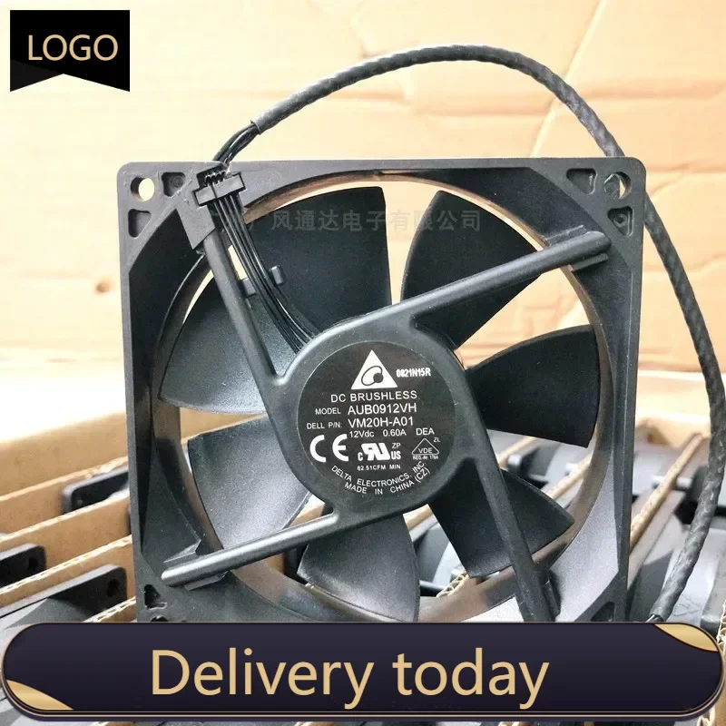 New Original Delta Dual Ball Bearing AUB0912VH 9025 9225 90MM 9CM 90*90*25MM Cooling fan 12V 0.6A 3PIN 4PIN haldane hifi 7n occ silver plated carbon fiber 4pin xlr male to dual 2x 3pin xlr balanced male audio adapter cable xlr to xlr