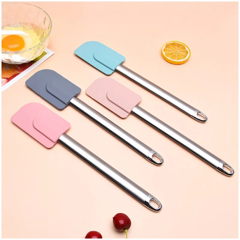 

Silicone Cream Spatula with Stainless Steel Handle Scraper Heat Resistant Multi-purpose Pastry Baking Tools