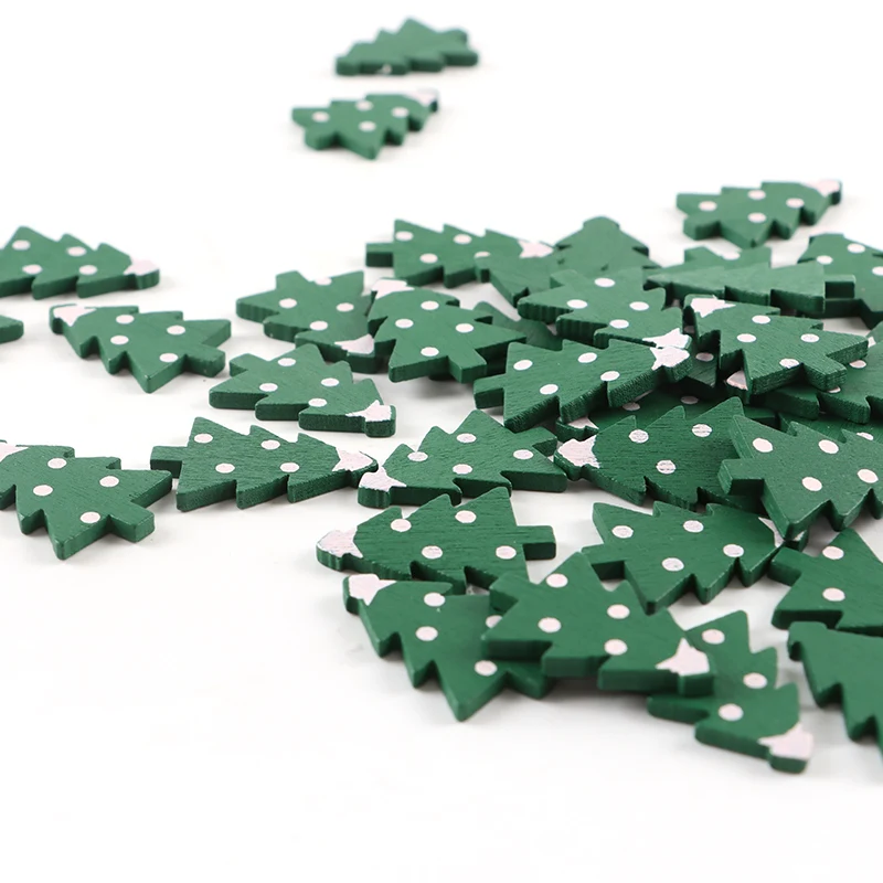 (50 Pcs/pack) 1.88cm*2.65cm Christmas Wooden DIY Handmade Patch Atmosphere Decoration Various Scenes Holiday Queuing