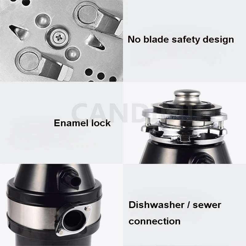220V Household Food Waste Disposers Residue Crusher Sewer Rubbish Disposal Processor Kitchen Sink Appliance 6