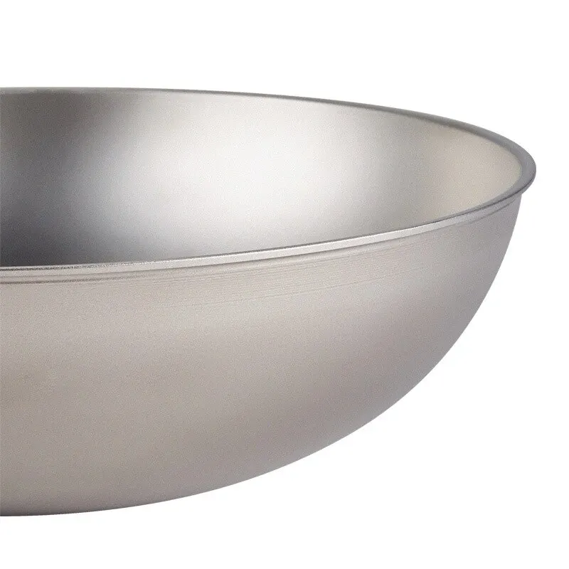 Pure Titanium Wok Non-stick Kitchen Cookware Uncoated Frying Pan Household Round Bottom Pot Gas Cooker