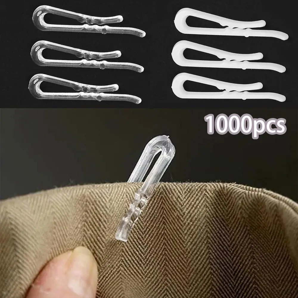 1000개 핫 세일 38mm 플라스틱 셔츠 클립 투명 흰색 미끄럼 방지 톱니 셔츠 핀 U자형 클립 의류 포장