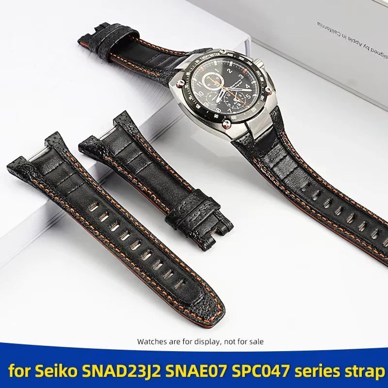 For Seiko Sportura SNAD23J2 SNAE07 SPC047 Cowhide Notched Watchband genuine leather Watch chain Wristband Bracelet Accessories