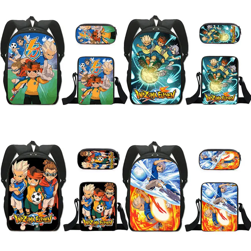 3 Pz/Set Anime Inazuma Eleven Zaino Donna Manga Ares No Tenbin Messenger Bags Bambini Harajuku Bookbag Bambini Astucci