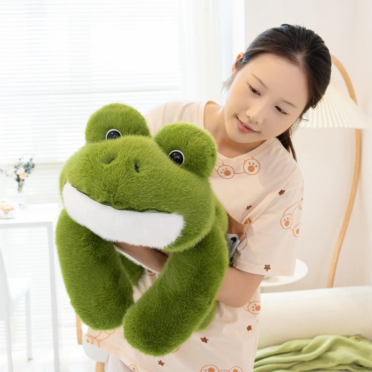 New Simulation Giant Frog Plush Toy Stuffed Animals Plushies Green Lying Frogs Throw Pillow Cushion Home Deco For Kids Gift