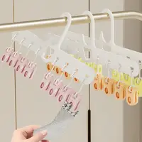 New Multi-clip Sock Drying Hanger Space Saving Drying Underwear Drying Rack with 8 Clips Hanger Clips Towel Sock Baby Clothes 2
