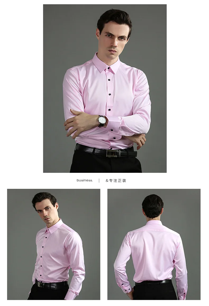 New 2023 spring and summer men's long-sleeved four-sidedelastic business casual silky anti-wrinkle non-ironing white shirt S~8XL