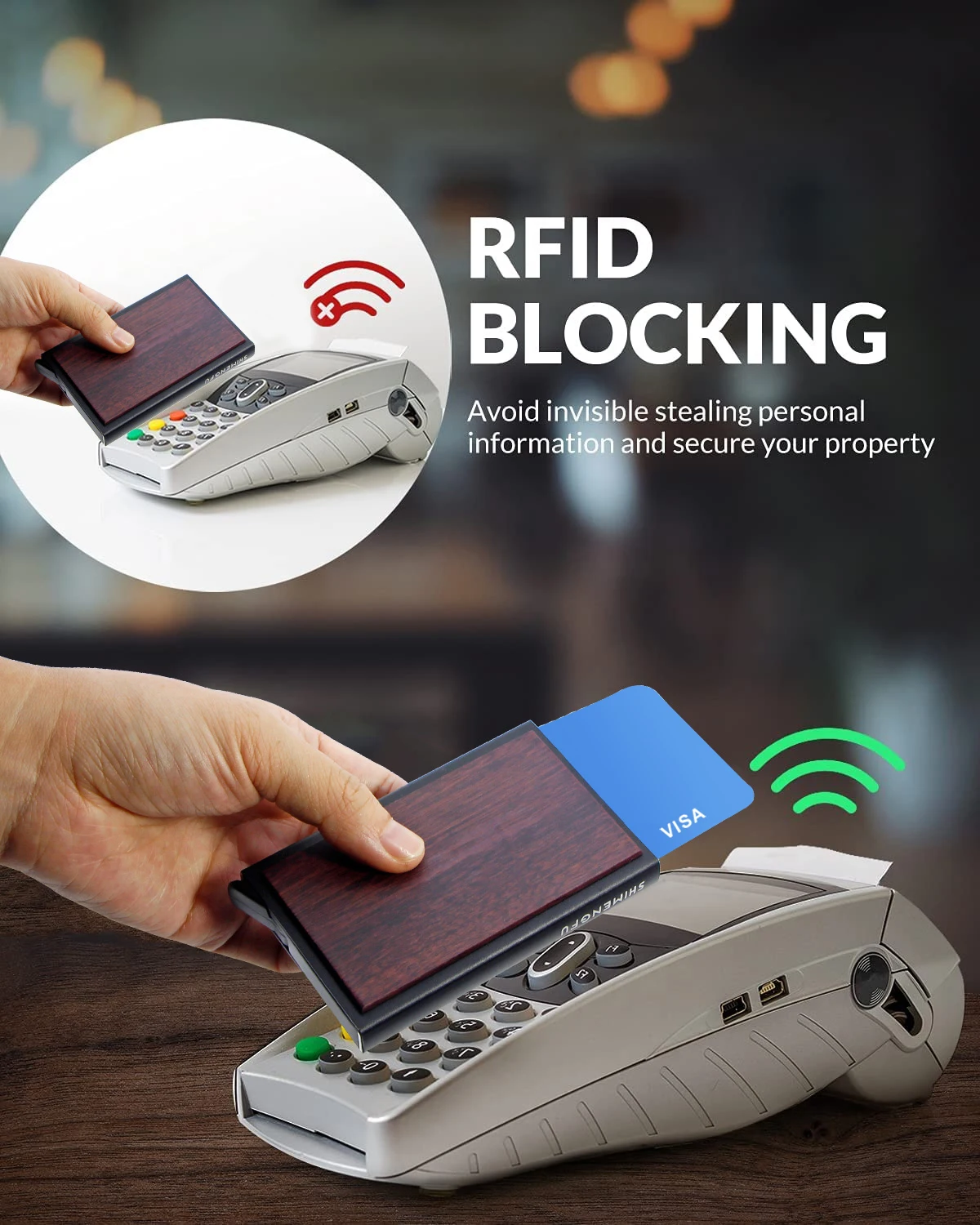 Anti-theft ID Credit Card Holder Pop Up Porte Carte RFID Slim Wood Aluminium Men Wallet Pocket Case Women Bank Debit Card Box