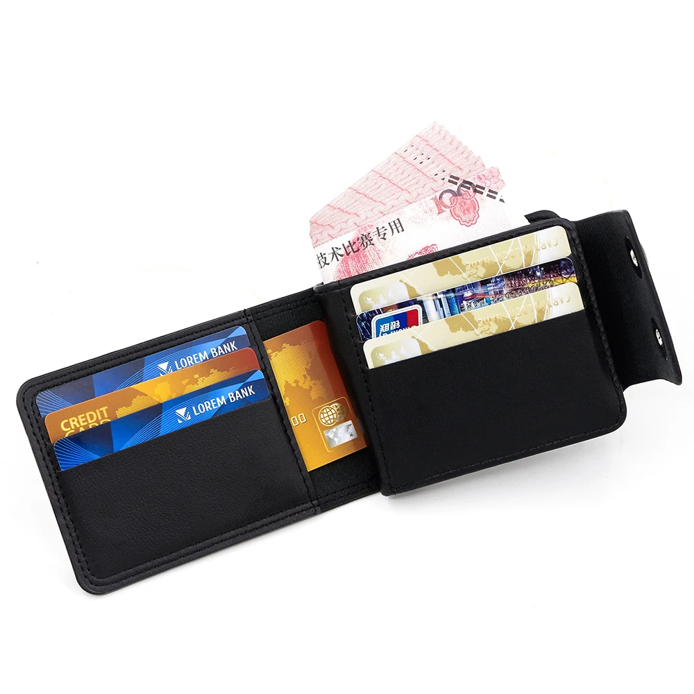 1Pcs PU Leather Wallet Men'S Short Coin Purse Simple Double Row Magnetic Money Clip Large Capacity Wallet Trendy Fashion Casual