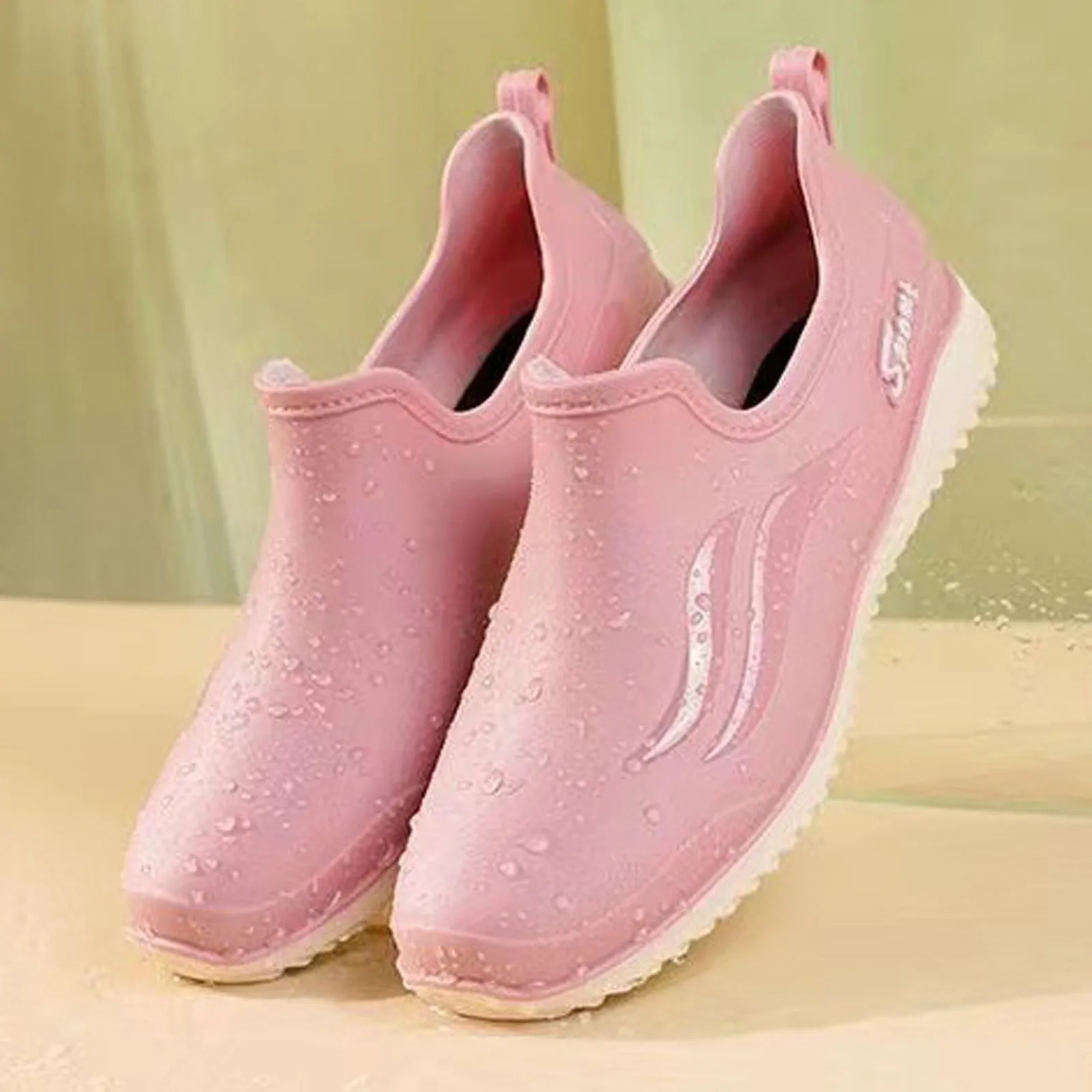 Women Rain Shoes Outdoor Waterproof Walking Ankle Rain Boots Frosted Ladies Rubber Outdoor Rain Short Working Boots Rainboots