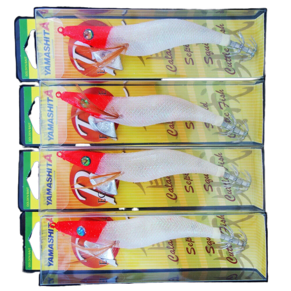 

4X 3.5 YAMASHITA Rattle GLOW SQUID JIGS Red Head Squid Egi Shrimp jig