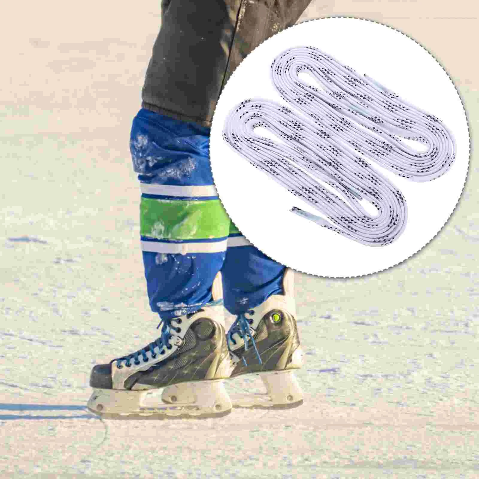 

Skate Laces Ice Hockey Shoelaces Roller Lace Waxed Shoe Tightener Skates Flat Derby Strings Up Wide Puller Bite Protector