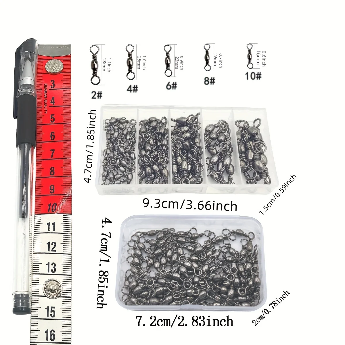 100pcs Carbon Steel Fishing Swivels with Solid Rings 5