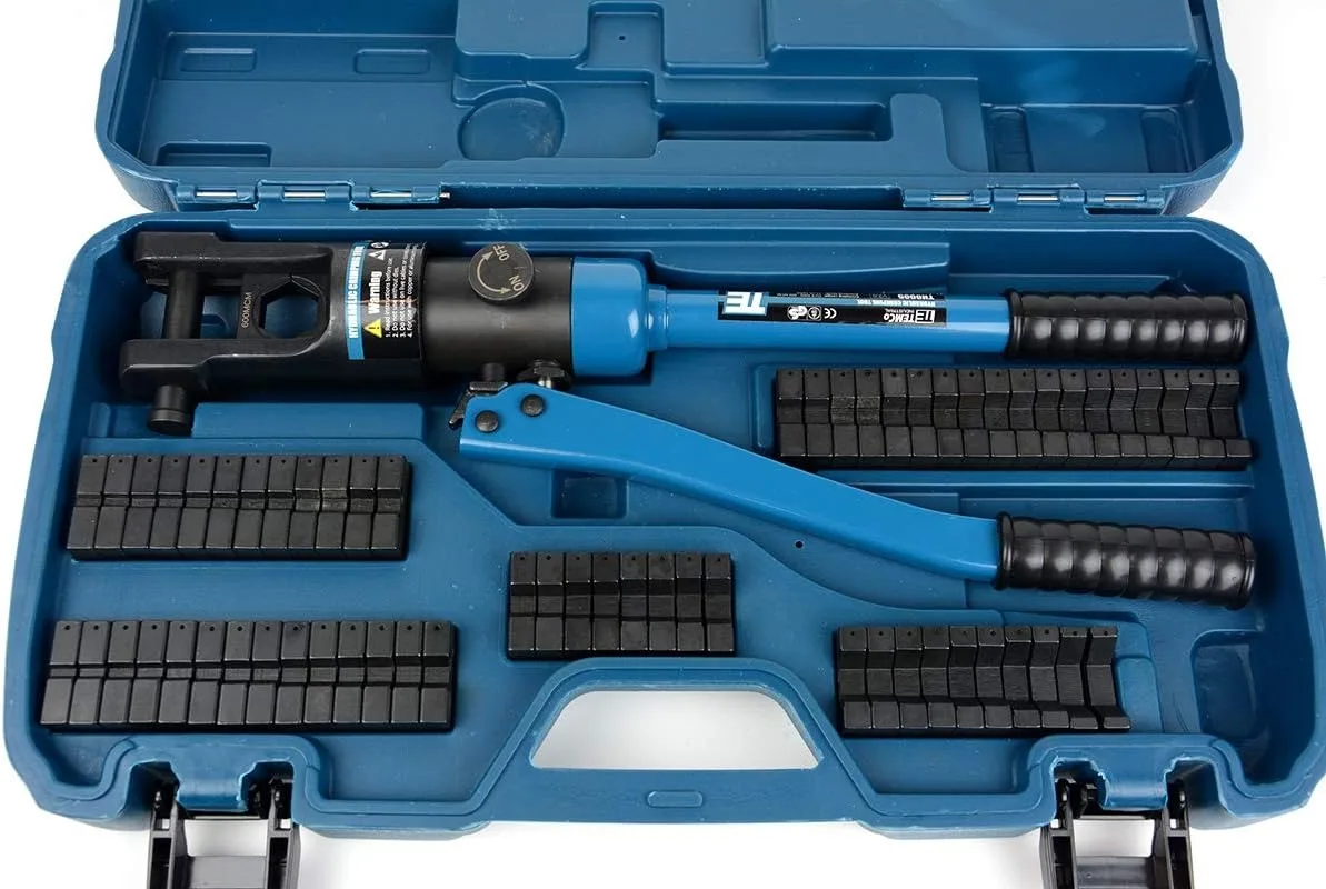 TEMCo Industrial Hydraulic Cable Lug Crimper TH0005 V2.0 11 US TON 10 AWG to 600 MCM Electrical Terminal Cable Wire Tool Kit