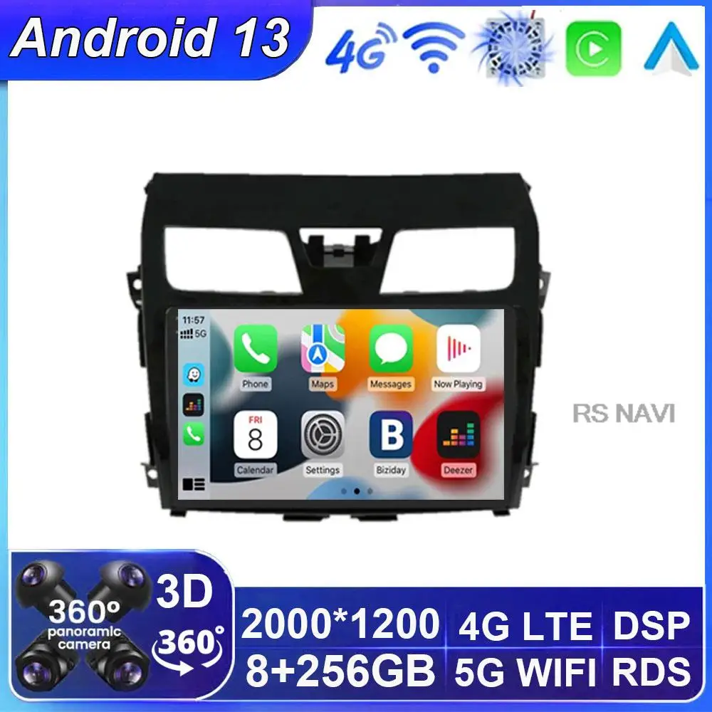 

10“ Car Radio Carplay Android 13 For Nissan Teana Altima 2013 2014 2015 GPS Video Navi Stereo Player Multimedia DSP 4G Wifi QLED