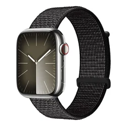Durable Nylon Braided Loop Watch Strap Bracelet for Series 11 - 10 46mm (Reflective black)