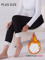 Plus Size Thermal fleece-lined leggings with for women. Features tummy control, thick soft fabric perfect for winter workouts