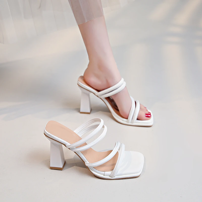 Women High Heel Sandals Summer Casual Female Shoes Woman Square Heel Open Toe Ankle Strap Ladies Sandalias Wedge Shoe 2024 New