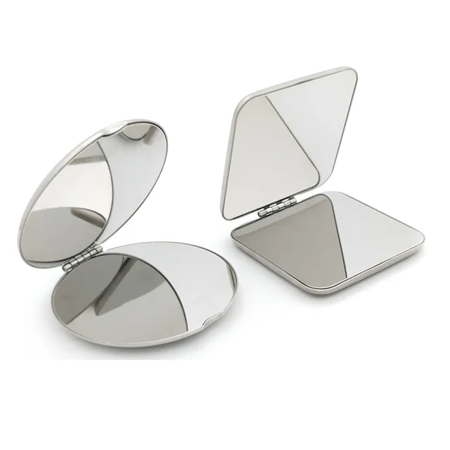 Miroir de maquillage portable en acier inoxydable pour femme, poche à main, côté plié, cosmétique, petit, diverses saillies, 1 pièce 4