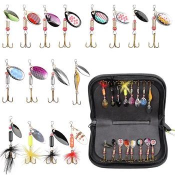 5/10/16Pcs Spinner Fishing Lures Spinner bait Spoon Lures with Feather Treble Hooks for Pike Trout Salmon Bass Spinner Lure 1