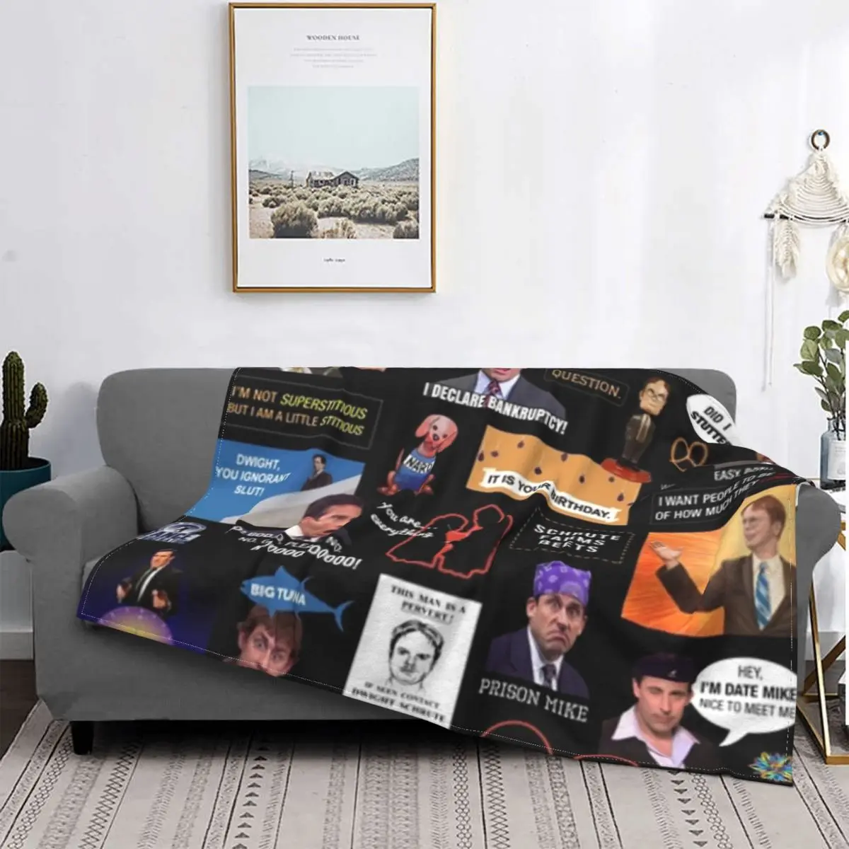 

The Office US Montage Flannel Blanket Steve Carell tv michael Vintage Throw Blankets for Bed Sofa Couch