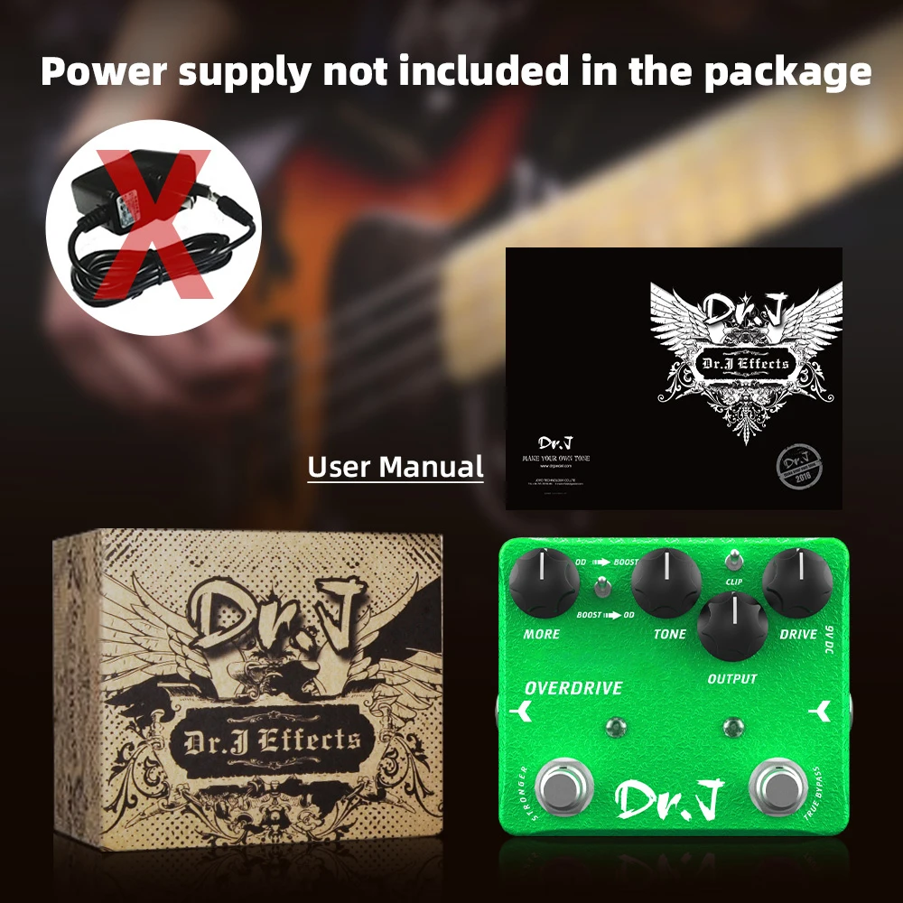 Dr. J Series D60 EMERALD Overdrive Guitar Pedal 15dB Boost Beautiful Warm Charac