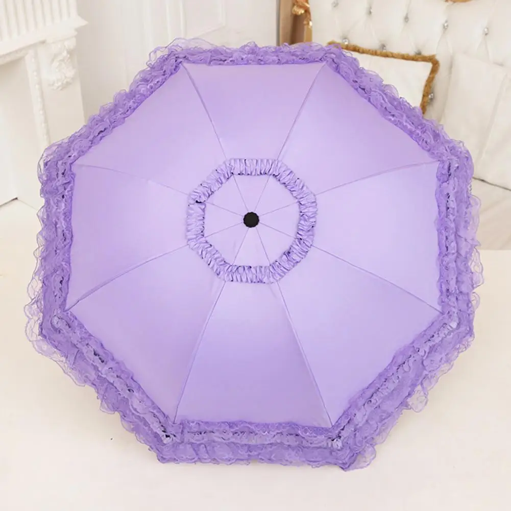 Uv Protection Folding Umbrella Stylish Lace Folding Umbrella for Sun Protection Rain Lightweight Portable Parasol with Uv