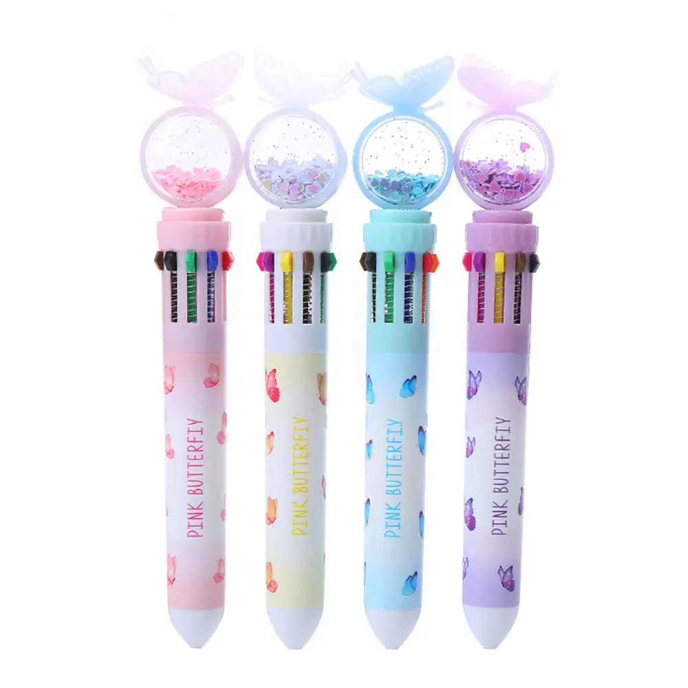 

Kawaii Office Supplies Sequins Butterfly Elementary School Stationery Ballpoint Pen 10 Color Pen Rollerball Pen