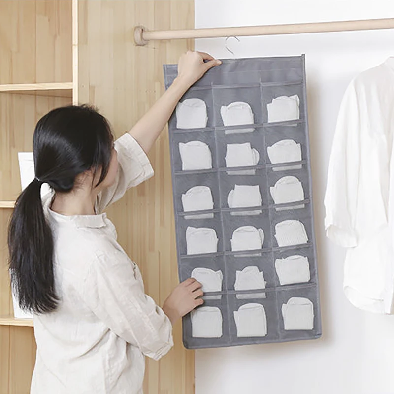 Double Sides Underwear Storage Hanging Bag Dormitory Home Wardrobe Hanging Wall Foldable Bag Underpants Socks Organizer 3