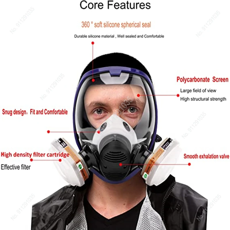 3m anhydrous ammonia respirator Chemical Mask 6800 Gas Mask Dustproof Respirator Paint Pesticide Spray Silicone Full Face Filters for Laboratory Welding acid respirator