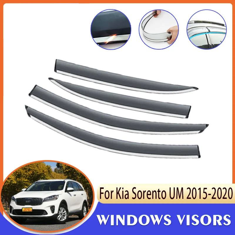 Deflectors Windshield For Kia Sorento UM KX 20152020 4x Car Window