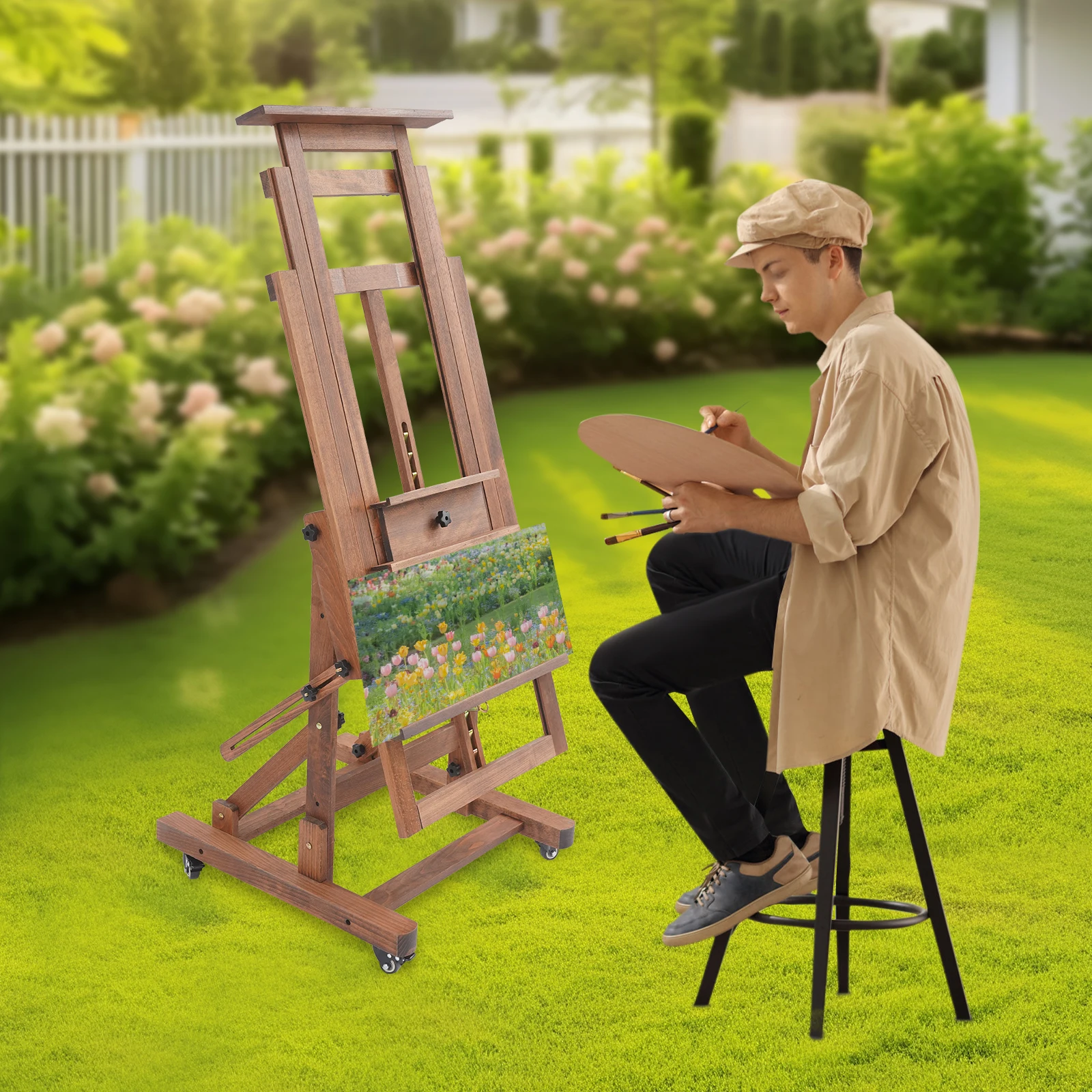 Panneau Bois VISWIN Chevalet Français, Chevalet De Studio Et De Terrain Adulte En Chevalet Artiste Bois Hêtre