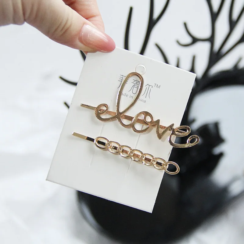 

1/2pcs Personality Metal Hair Side Clip Gold Color Bangs Hairpin One Word Simple Fixed Broken Hair Clip Women Girls Headdress