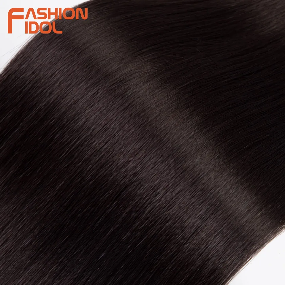 FASHION IDOL 28inch 200g Yaki Straight Hair Synthetic Wefts Hair Bundles Ombre Blonde Hair Bundles Salon Natural Hair Extensions 4