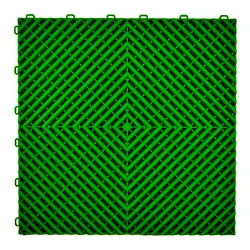 Interlocking Water Diamond Floor Mats - Durable Plastic for Garages and Car Washes (Green)