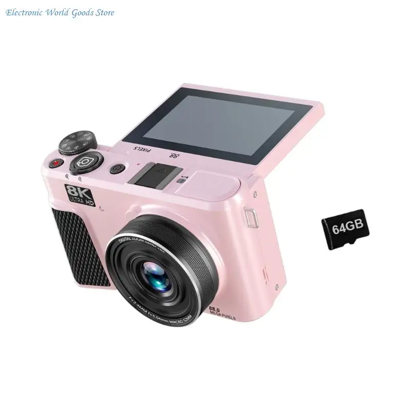 동영상 블로깅용 A3PD 88MP 디지털 카메라 8K 녹화 18배 디지털 줌 플립 스크린