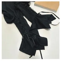 Kimutomo JK Shirts Women Japanese Vintage Lolita Irregular Blouse Lace Bandage Flare Sleeve Ruffles Y2k Aesthetic Kawaii Tops - Image 6