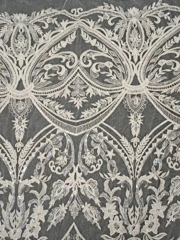 

2024 New Collection Higher Quality Lace Fabric Bridal Dress Sequins Fabric Elegant Lace Fabric For Dress Fabric Selling By Yard