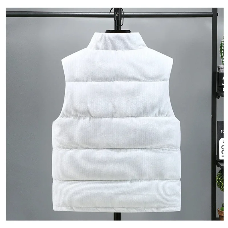 High quality men's thickened warm vest, autumn and winter cotton pad sleeveless jacket, men's casual standing collar, large vest