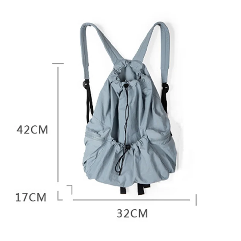 Fashion Ruched Drawsting Backpacks for Women Casual Nylon Backpack Light Weight Students Bag Large Capacity Travel Sac 2024