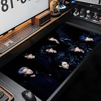 Laptop Anime Mousepad Kawaii KPOP Boys Custom Desk Mat Keyboard Gamer Black Non-slip Carpet Mouse Mats Office Decor Table Pads 2